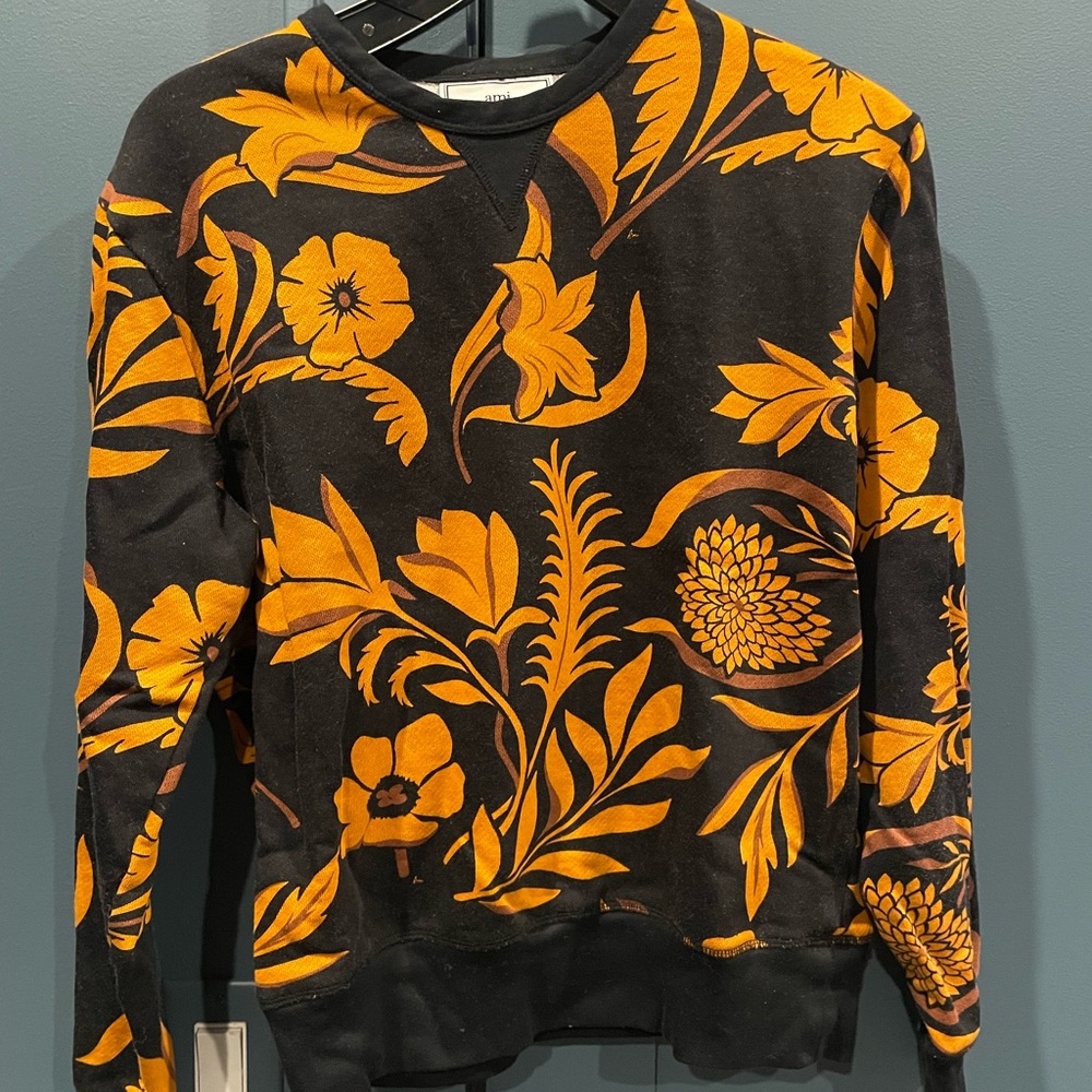 Floral Black and Orange Crewneck Sweatshirt